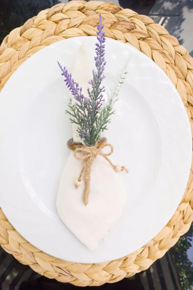 6 Adet Vintage Ahşap Halkalı Lavanta Peçete Yüzüğü - Resim 4