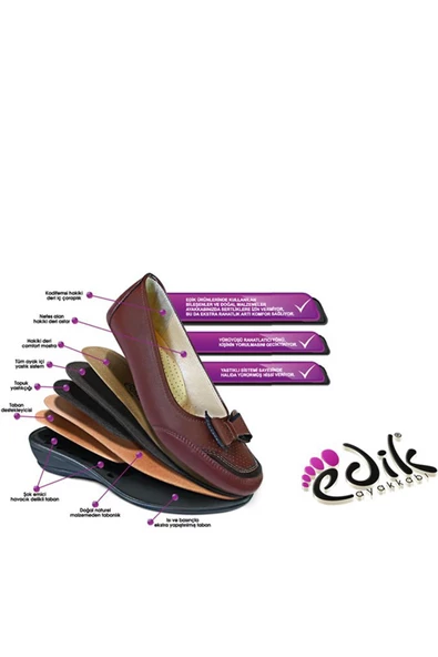 Edik M139 Kadın Siyah Günlük Ortopedik Anne Ayakkabısı - 7