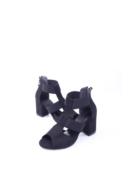 Witty 1562 Kadın 7,5 Cm Topuklu Streçli Süet Sandalet - 3
