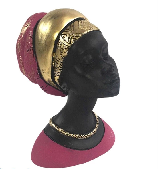 AFRİKALI KADIN FİGÜRÜ BİBLO FUŞYA