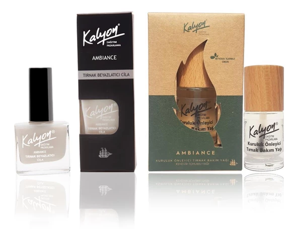 Kalyon Tırnak Beyazlatıcı Cila+Kalyon Bitkisel Kuruluk Önleyici Tırnak Bakım Yağı Kenevir Tohumu Yağı 11 Ml ürün görseli 1