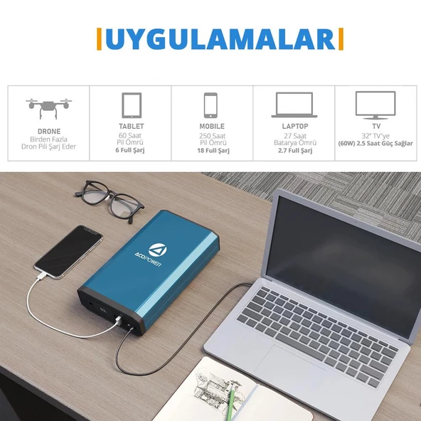 Acopower X230 14.8Volt 13Amper Li-ion Yedek Buzdolabı Aküsü + Powerbank + LED Lamba - 3