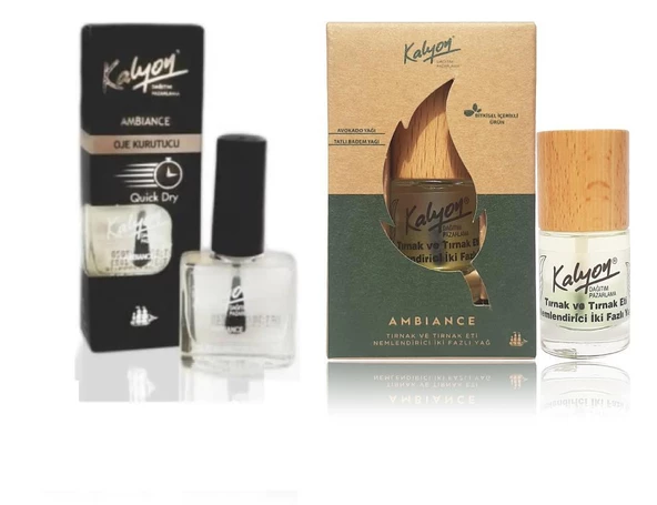 Kalyon Oje Kurutucu Fırçalı+Kalyon Bitkisel Tırnak ve Tırnak Eti Nemlendirici İki Fazlı Yağ 11 Ml