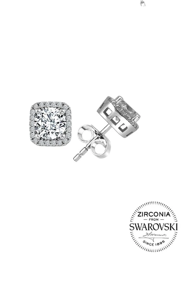 Gümüş Swarovski taşlı pırlanta modeli kare üçlü set SGTL20515SET - 3