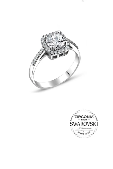 Gümüş Swarovski taşlı pırlanta modeli kare üçlü set SGTL20515SET - 2
