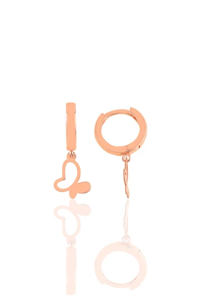 Gümüş rose kelebek küpe  SGTL10364