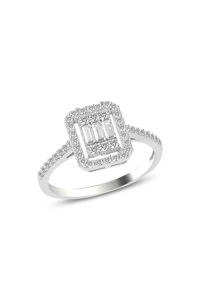 Gümüş rodyumlu çizgili baget taşlı dörtlü set SGTL11055RODAJ - Resim 4