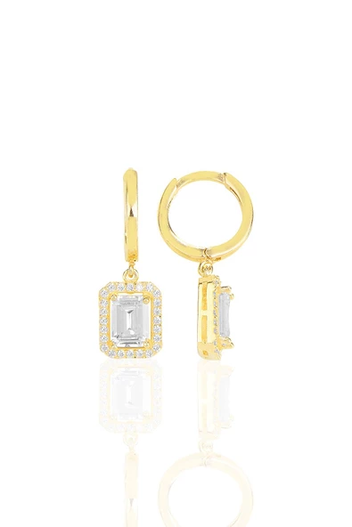 Gümüş altın yaldızlı baget taşlı üçlü set SGTL11564GOLD - Resim 4