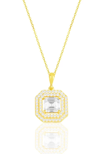 Gümüş altın yaldızlı özel tasarım baget kesim zirkon taşlı üçlü set SGTL11563GOLD - Resim 3