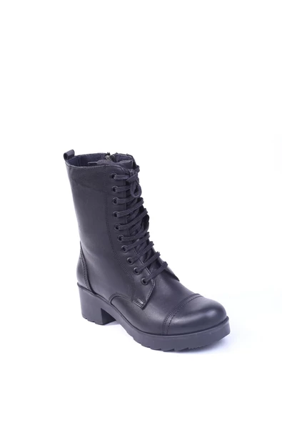 Darkwood 8471 Siyah Hakiki Deri Termo Taban Kadın Bot