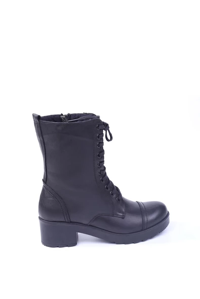 Darkwood 8471 Siyah Hakiki Deri Termo Taban Kadın Bot - 4