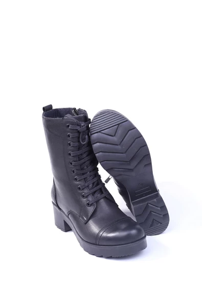 Darkwood 8471 Siyah Hakiki Deri Termo Taban Kadın Bot - 5