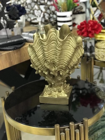 Dekoratif Mercan Üzerinde Deniz Kabuğu Biblo Vazo - 5