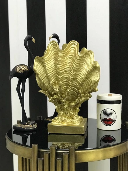 Dekoratif Mercan Üzerinde Deniz Kabuğu Biblo Vazo - 2