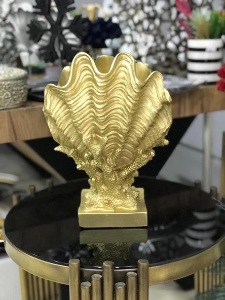 Dekoratif Mercan Üzerinde Deniz Kabuğu Biblo Vazo