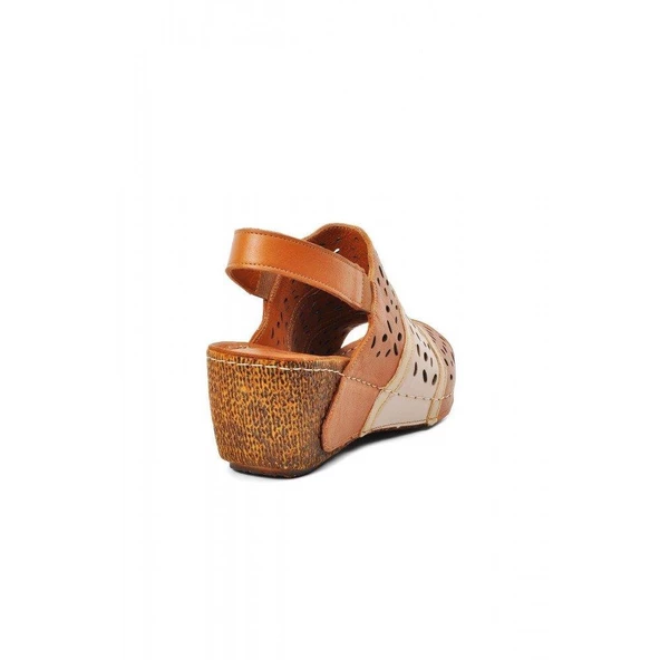 VENÜS 22981909 DOLGU TOPUK DERİ KADIN SANDALET - 9