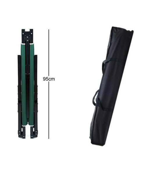 Mandaş Katlanır Taşınabilir Kampet Şezlong Kamp Yatağı (60x190x45)-Yeşil - 4
