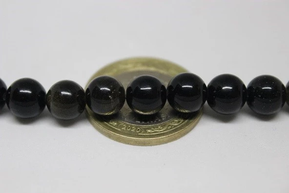 Golden & Siyah Obsidyen Taşı Dizi 8mm - Resim 3