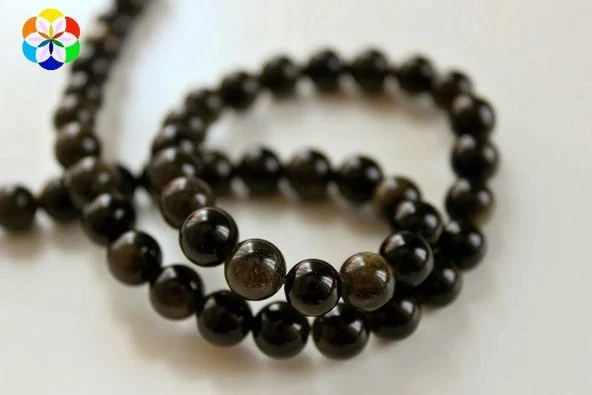 Golden & Siyah Obsidyen Taşı Dizi 8mm ürün görseli