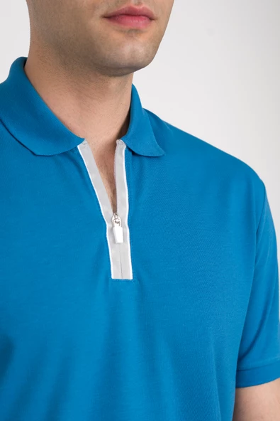 REGULAR FİT FERMUARLI POLO YAKA PAMUKLU ERKEK T-SHİRT - 6