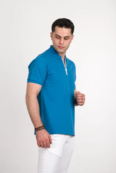REGULAR FİT FERMUARLI POLO YAKA PAMUKLU ERKEK T-SHİRT - 4