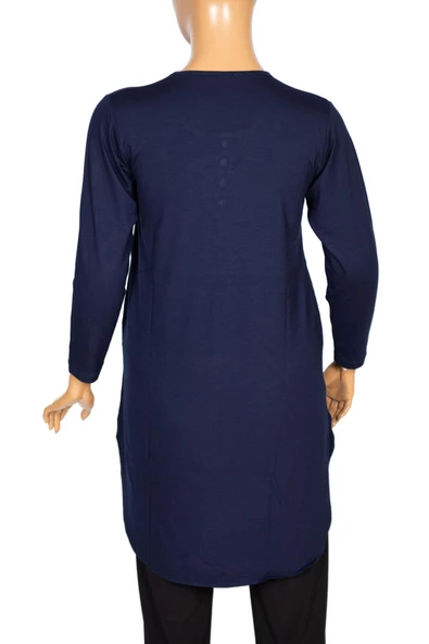 Cimariva Kadın Ferah Basic Patlı Süs Düğmeli Lacivert Tunik - 4