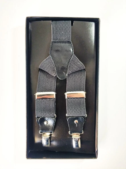 JANTİ PANTOLON ASKISI UNISEX 3,5 CM PETEK DOKULU DERİ MALZEMELİ METAL APARATLI - 2