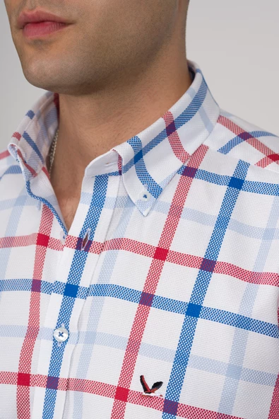 DORSS REGULAR FİT PAMUKLU YAKA DÜĞMELİ EKOSELİ PREMİUM SERİSİ ERKEK GÖMLEK - Resim 6