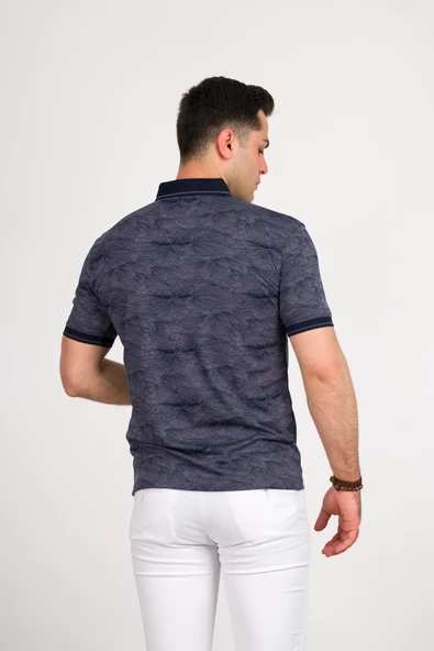 SAN&FA SLİMFİT POLO YAKA LİKRALI DESENLİ ERKEK T-SHİRT - Resim 9