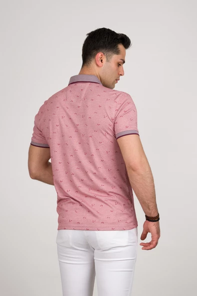 SAN&FA SLİMFİT POLO YAKA LİKRALI KÜÇÜK DESENLİ ERKEK T-SHİRT - Resim 4