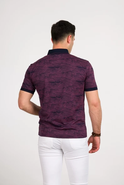 SAN&FA SLİMFİT POLO YAKA LİKRALI DESENLİ ERKEK T-SHİRT - Resim 4