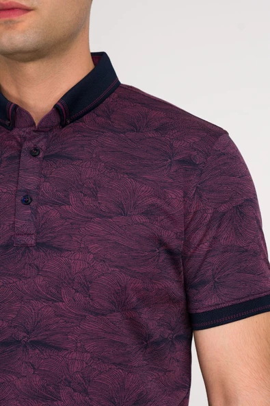 SAN&FA SLİMFİT POLO YAKA LİKRALI DESENLİ ERKEK T-SHİRT - Resim 5