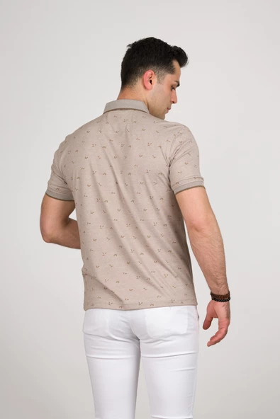 SAN&FA SLİMFİT POLO YAKA LİKRALI KÜÇÜK DESENLİ ERKEK T-SHİRT - Resim 9