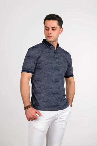 SAN&FA SLİMFİT POLO YAKA LİKRALI DESENLİ ERKEK T-SHİRT - Resim 6