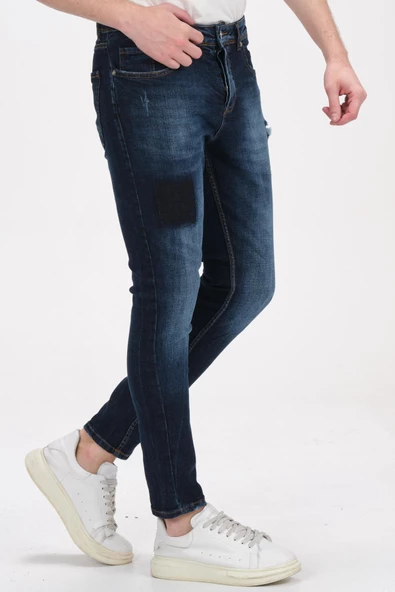 Erkek Skinny Fit Taş Yıkamalı Likralı Jean Kot Pantolon - 5