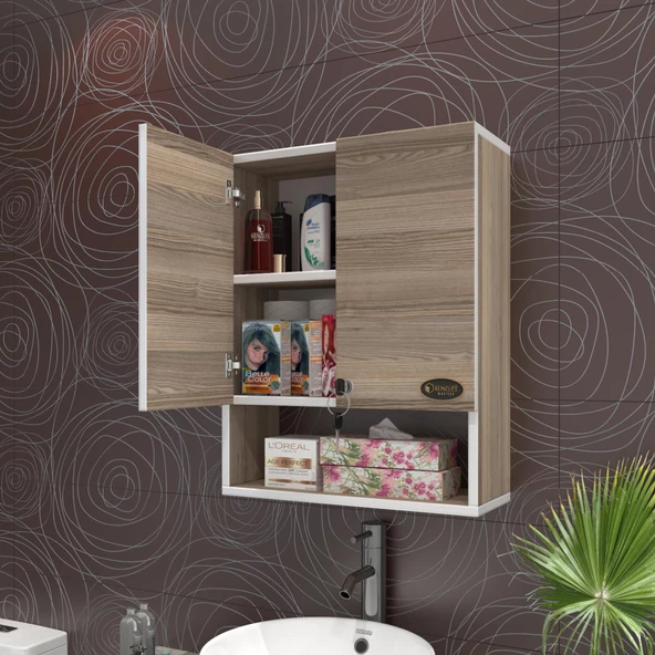 Kenzlife kilitli banyo ecza dolabı çiçerin crd 60*40*20 mutfak ofis (m) kapaklı arkalıklı