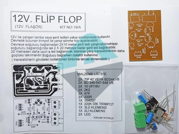 12V Flip Flop Devresi Şerit Ledler İçin Demonte Kit Kendin Yap ürün görseli