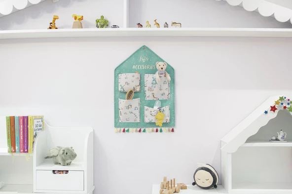 Baby Bebek Odası Duvar Düzenleyici 4 Cepli Mavi - Resim 6