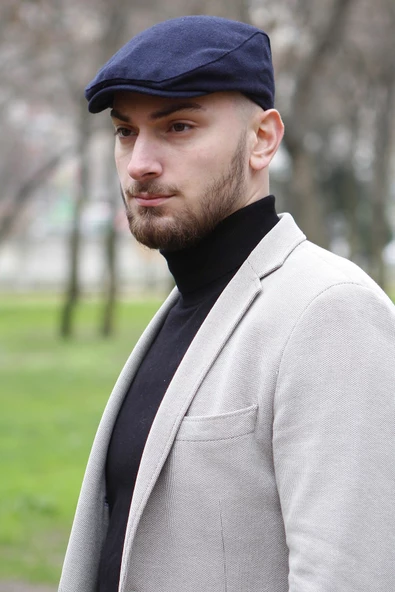 Mevsimlik Erkek İtalyan Kasket Lacivert 7811 - Resim 2