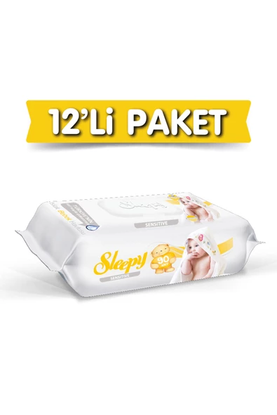 Sleepy Sensitive 90 Yaprak 12'li Paket Islak Mendil