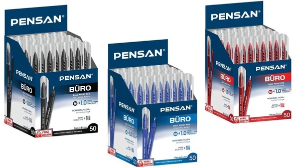 Pensan Büro 50 Li Tükenmez Kalem Mavi Siyah Kırmızı Seçenekli - 2