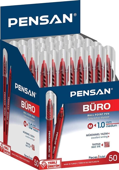 Pensan Büro 50 Li Tükenmez Kalem Mavi Siyah Kırmızı Seçenekli - 3