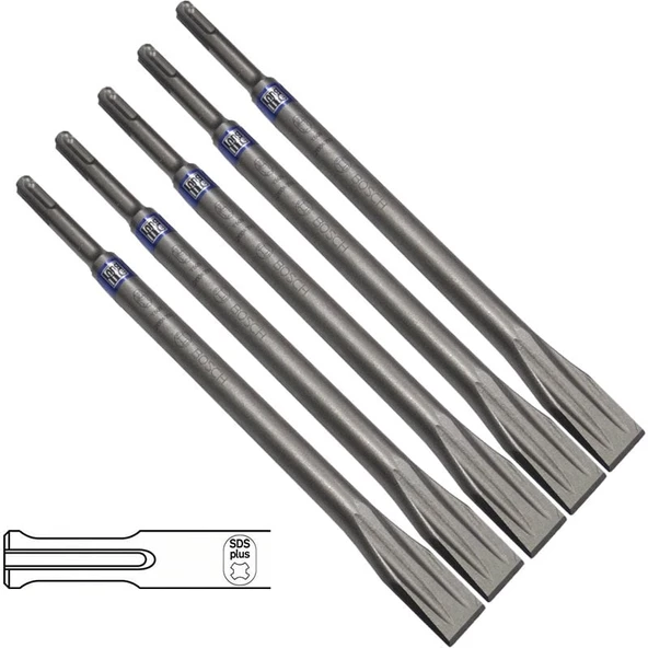 Bosch SDS-Plus Long Life Yassı Keski 250mm 5'li Paket