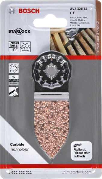 Bosch - Starlock - AVZ 32 RT4 - Carbide RIFF Parmak Zımpara 40 Kum Kalınlığı 1'li - 2