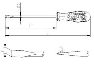 İzeltaş 4300 Düz Uçlu Tornavida Opak Seri 5x100mm - 2