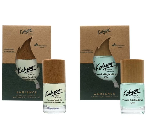 Kalyon Bitkisel Tırnak Güçlendirici Cila 11 Ml+Tırnak ve Tırnak Eti Nemlendirici İki Fazlı Yağ 11 Ml