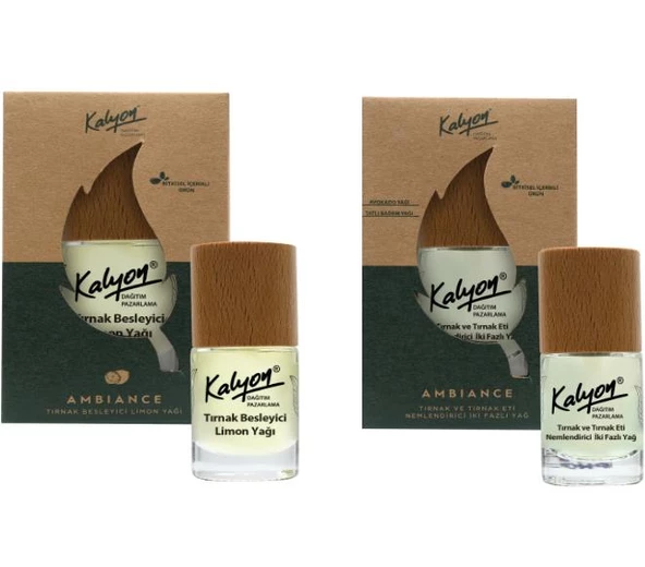 Kalyon Bitkisel Tırnak ve Tırnak Eti Nemlendirici İki Fazlı Yağ 11 Ml+Tırnak Besleyici Limon Yağı 11 Ml