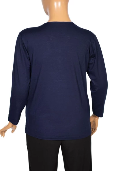 Cimariva Kadın Neval Büyük Beden V Yaka Taşlı Lacivert Bluz - 4