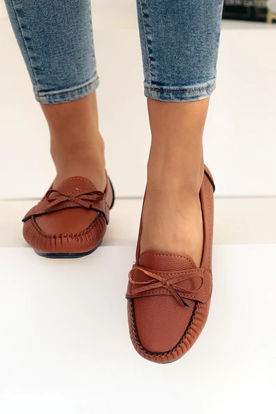 Pembe Potin Fiyonklu Rahat Kalıp Moda Kadın Babet 001-178-22 - 6