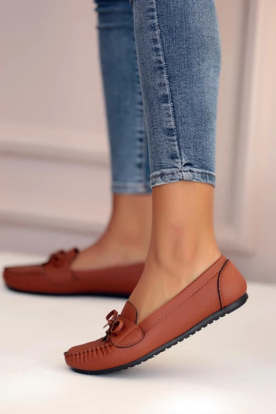 Pembe Potin Fiyonklu Rahat Kalıp Moda Kadın Babet 001-178-22 - 8
